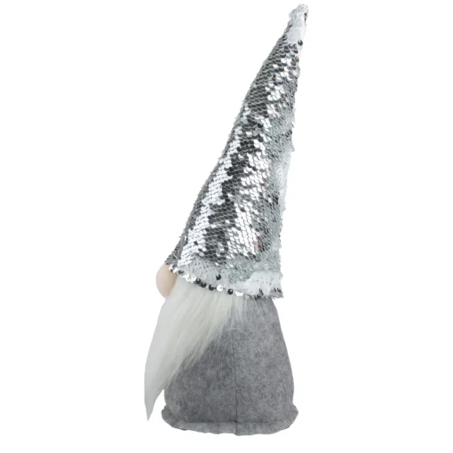 Gnomes*Northlight 14" Gray Standing Christmas Gnome With Silver Flip Sequin Hat