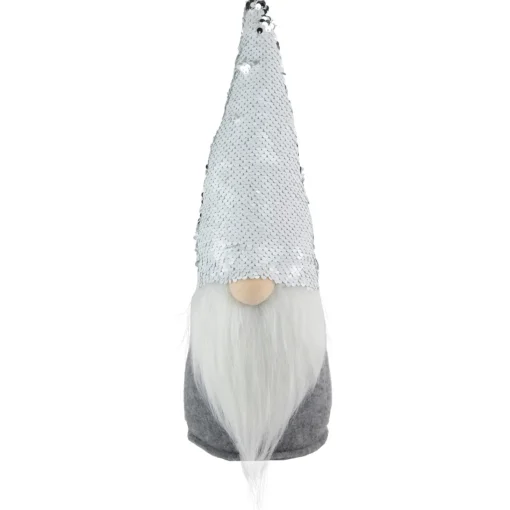 Gnomes*Northlight 14" Gray Standing Christmas Gnome With Silver Flip Sequin Hat