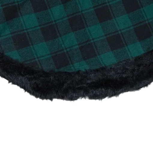 48 Inch And Smaller*Northlight 48" Green And Black Plaid Christmas Tree Skirt With Faux Fur