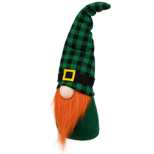 Northlight 13" Green And Black Plaid St. Patrick's Day Leprechaun Gnome