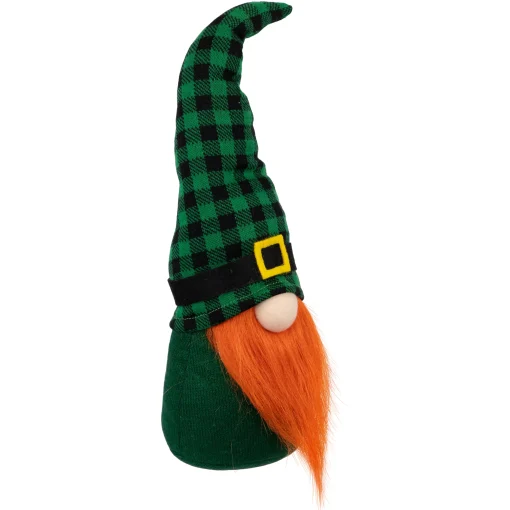 Northlight 13" Green And Black Plaid St. Patrick's Day Leprechaun Gnome