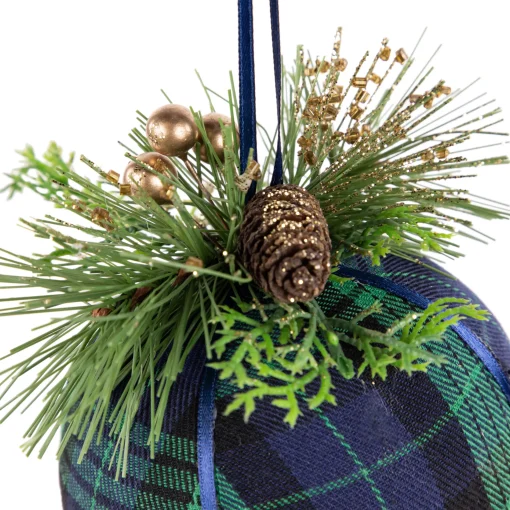 Northlight Balls>4" Green And Blue Plaid Hanging Christmas Ball Ornament