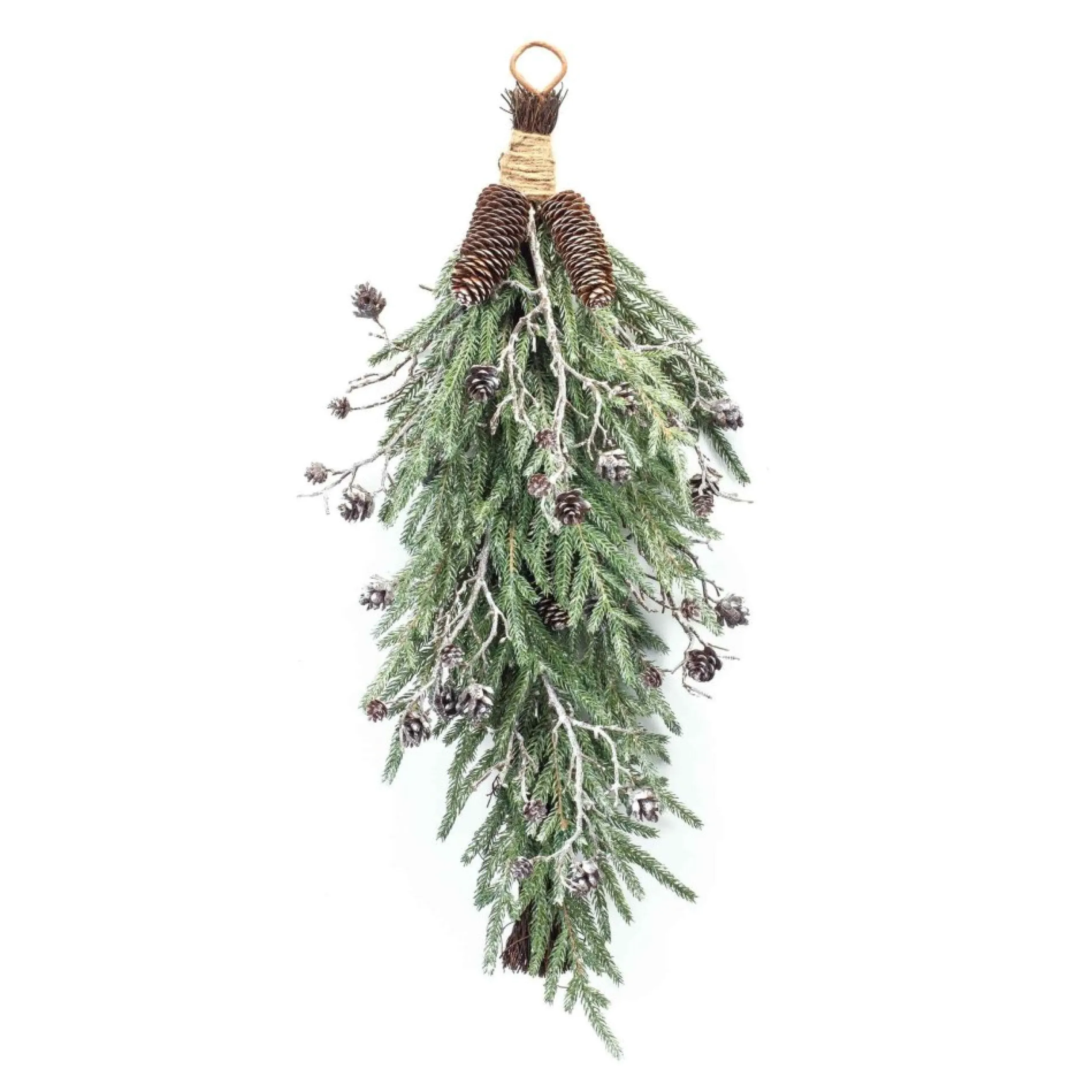 Unlit Swags*Melrose 31" Green And Brown Frosted Pine Cone Twig Artificial Christmas Swag