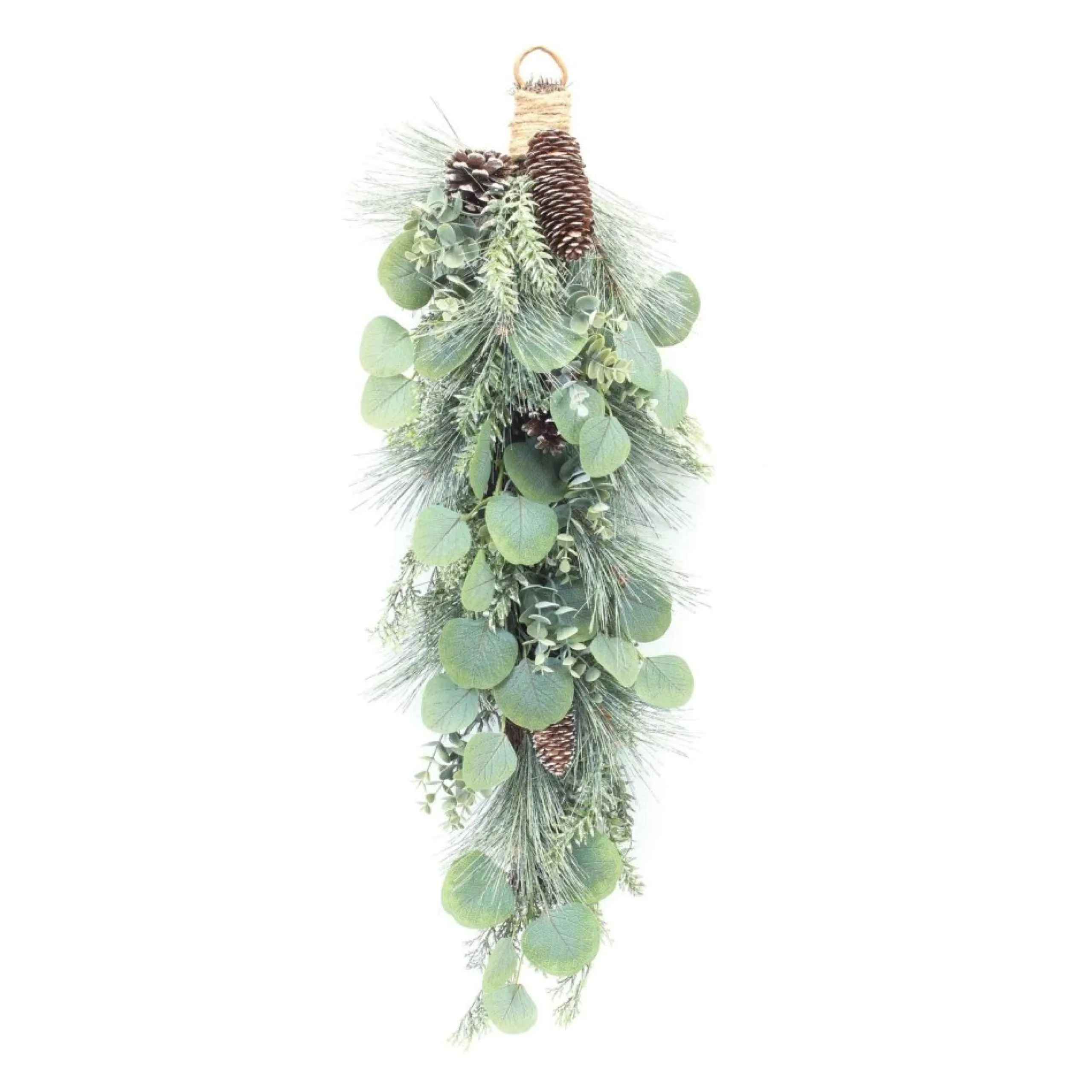 Unlit Swags*Melrose 31" Green And Brown Frosted Pine Eucalyptus Artificial Christmas Swag