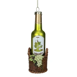 Northlight Food & Beverage>6.25" Green And Brown Hanging Glass Wine Bottle Christmas Ornament