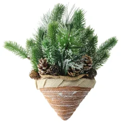 Wall & Door Decorations*Northlight 12" Green And Brown Ice Pine Cones With Branch Tips Hanging Christmas Decor