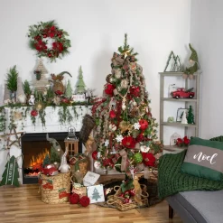 Pillows & Throws*Northlight 18" Green And Brown Suede "Noel" Christmas Square Throw Pillow