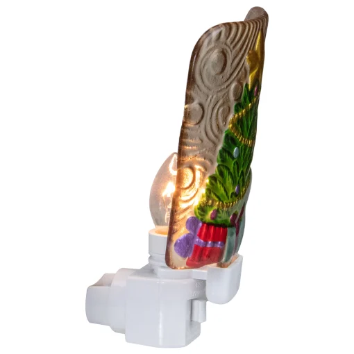 Northlight 4" Green And Gold Christmas Tree Night Light