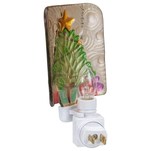 Northlight 4" Green And Gold Christmas Tree Night Light