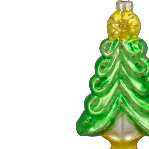 Northlight Trees & Wreaths>5.25" Green And Gold Glass Christmas Tree Hanging Ornament