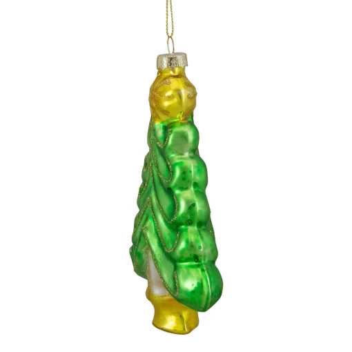 Northlight Trees & Wreaths>5.25" Green And Gold Glass Christmas Tree Hanging Ornament