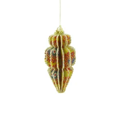 Midwest Finials>6.5" Green And Red Floral Glittered Christmas Finial Ornament
