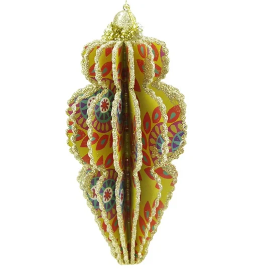Midwest Finials>6.5" Green And Red Floral Glittered Christmas Finial Ornament