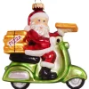 Christmas by Krebs Santa Claus>3.75" Green And Red Pizza Delivery Santa Figurine Christmas Ornament