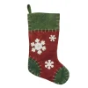 Stockings*Northlight 20" Green And Red Snowflake Applique Christmas Stocking With Blanket Stitching