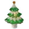 Northlight 5.5" Green And White Beaded Frosted Christmas Tree Night Light