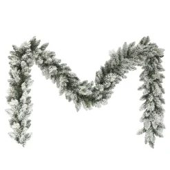Frosted, Flocked, Iced Garland*CC Christmas Decor 9' Green And White Flocked Spruce Garland With 160 Tips