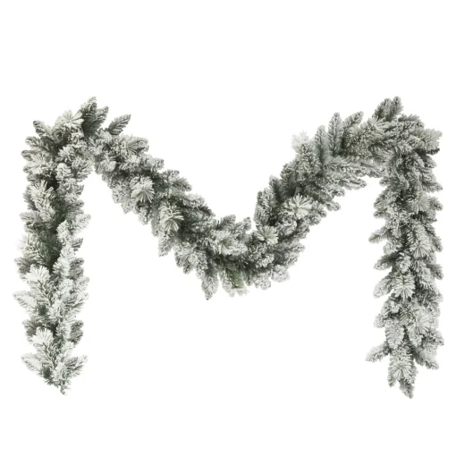 Frosted, Flocked, Iced Garland*CC Christmas Decor 9' Green And White Flocked Spruce Garland With 160 Tips