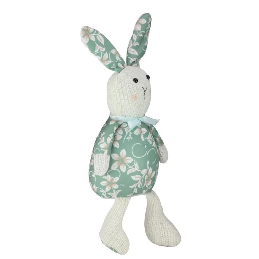 Northlight 17" Green And White Floral Easter Bunny Rabbit Spring Figure
