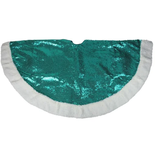 48 Inch And Smaller*Northlight 47" Green And White Paillette Sequins Christmas Tree Skirt