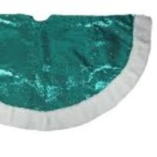 48 Inch And Smaller*Northlight 47" Green And White Paillette Sequins Christmas Tree Skirt