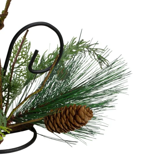Candles & Holders*Northlight 10" Green Artificial Sprigs And Pine Cone Christmas Candle Holder