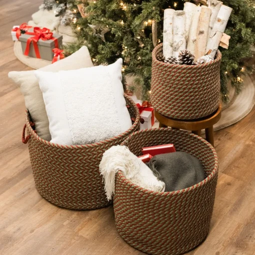 Decoration Storage*Colonial Mills 12" Green Braided Twisted Christmas Woven Storage Basket