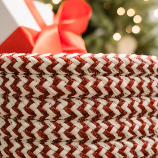 Decoration Storage*Colonial Mills 12" Green Braided Zig-Zag Christmas Woven Storage Basket