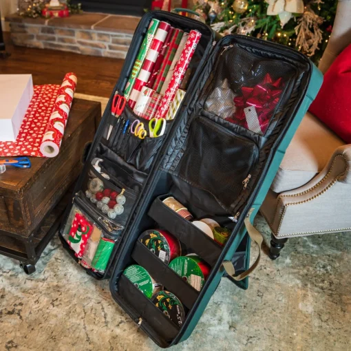 Decoration Storage*Northlight 42" Green Christmas Deluxe Gift Wrap And Craft Station Bag