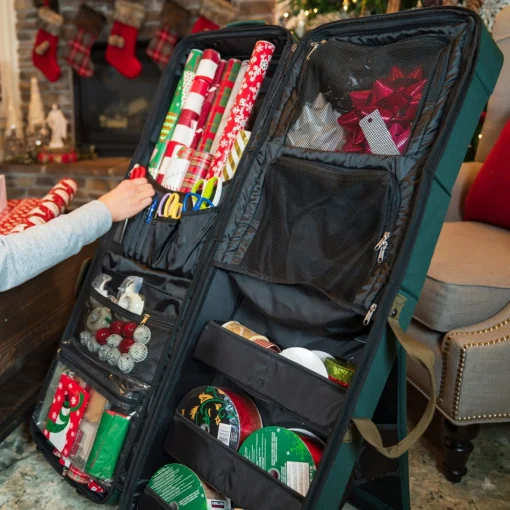 Decoration Storage*Northlight 42" Green Christmas Deluxe Gift Wrap And Craft Station Bag