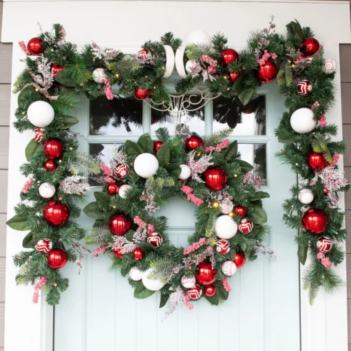 Specialty Wreaths*Village Lighting Co. 30" Green Christmas Nordic Led Artificial Wreath - Pre-Lit