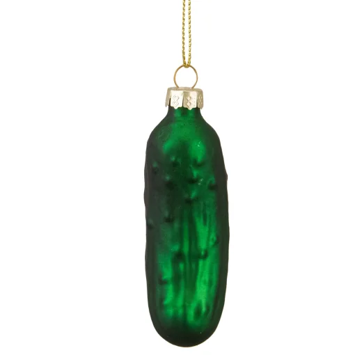Northlight Food & Beverage>3.75" Green Christmas Pickle Glass Holiday Ornament