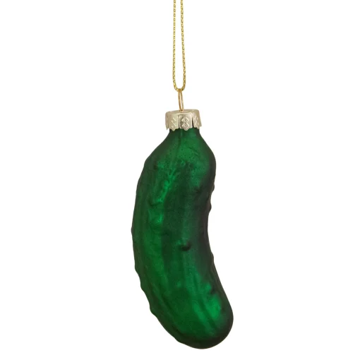 Northlight Food & Beverage>3.75" Green Christmas Pickle Glass Holiday Ornament