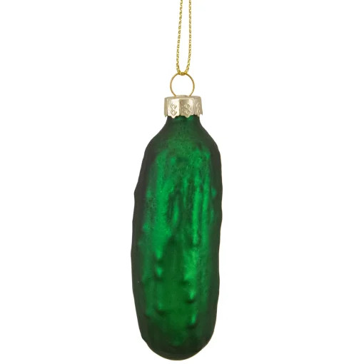 Northlight Food & Beverage>3.75" Green Christmas Pickle Glass Holiday Ornament