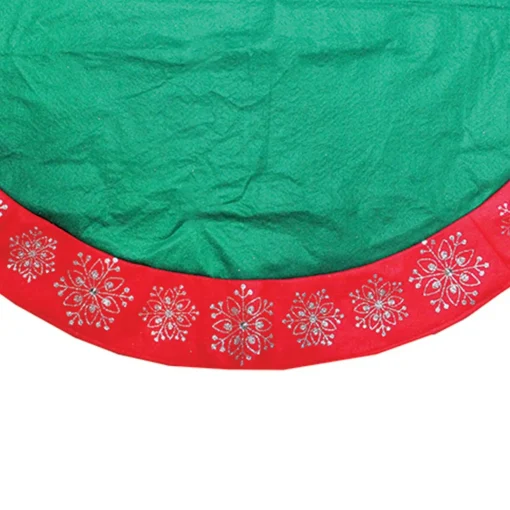 48 Inch And Smaller*Northlight 48" Green Christmas Tree Skirt With Red Gemstone Glitter Snowflake Trim