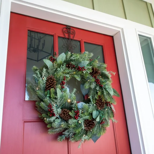 Specialty Wreaths*Village Lighting Co. 30" Green Christmas Winter Frost Led Artificial Wreath - Pre-Lit