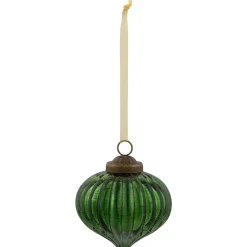 Northlight Pendants & Drops>3" Green Crackle Glass Onion Christmas Ornament