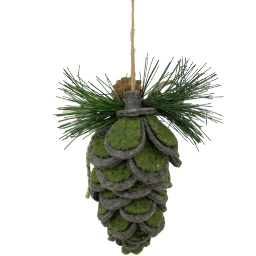 Northlight Pine Cones>6" Green Felt Pine Cone With Berries Christmas Ornament
