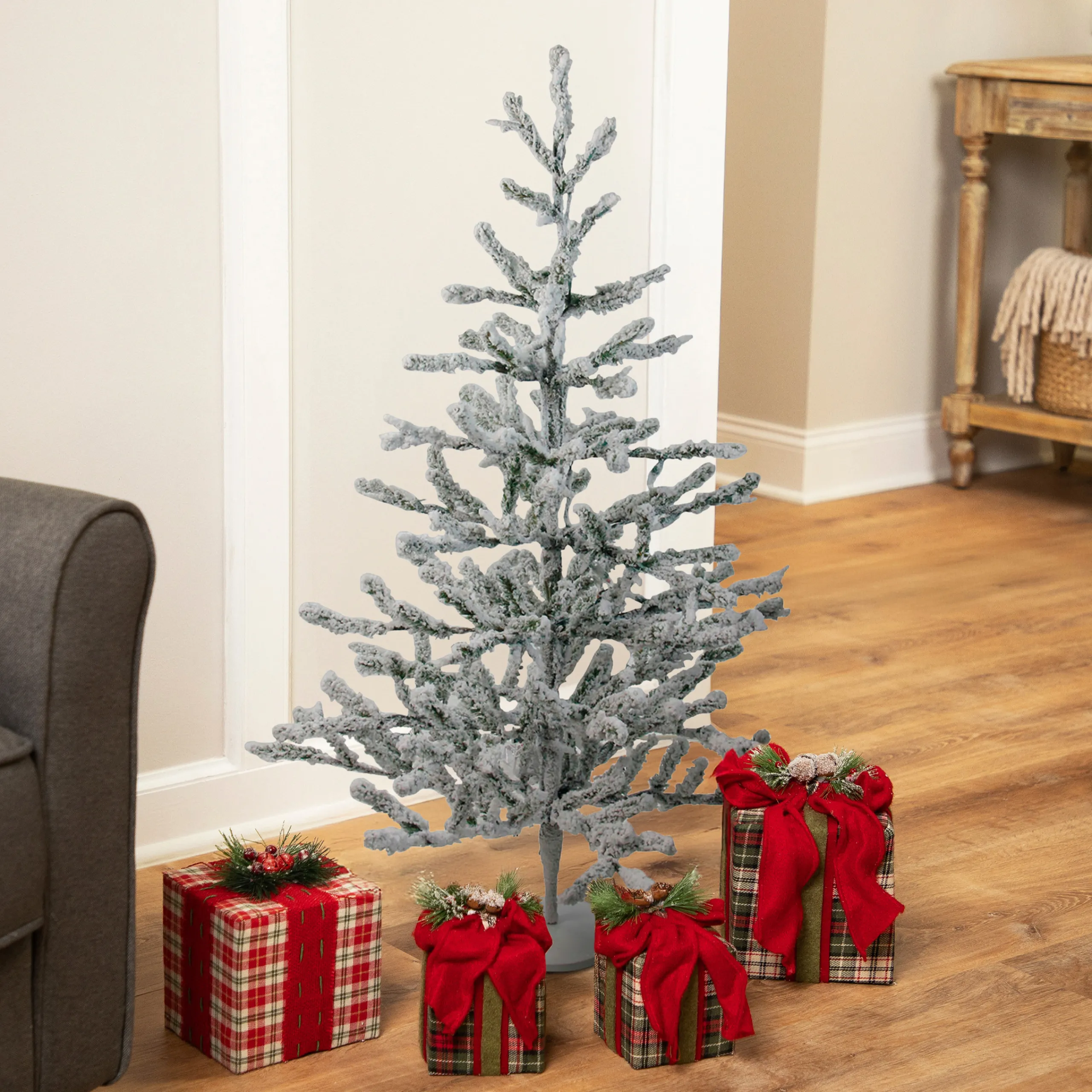 Northlight 3 And 3.5 Feet Tall>36" Green Flocked Alpine Coral Artificial Christmas Tree - Unlit