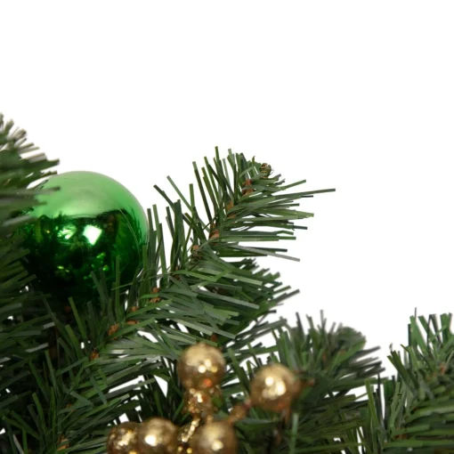 Unlit Teardrops*Northlight 30" Green Foliage And Ornaments Artificial Christmas Teardrop Swag, Unlit