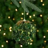 Northlight Balls>4" Green Glitter And Sequin Leaf Shatterproof Christmas Ball Ornament