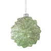 Northlight Garden & Floral>3.75" Green Glittered Poinsettia Flower Glass Christmas Ornament
