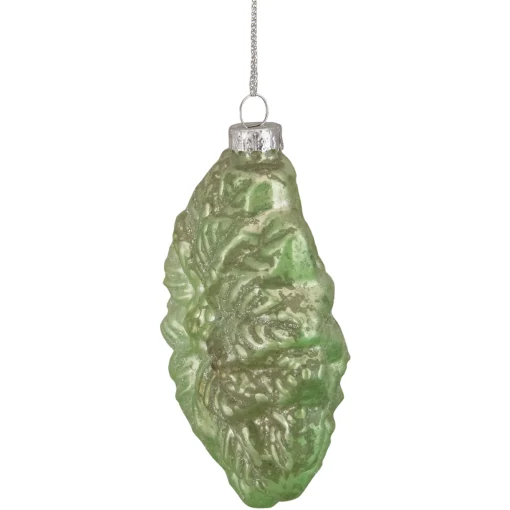 Northlight Garden & Floral>3.75" Green Glittered Poinsettia Flower Glass Christmas Ornament