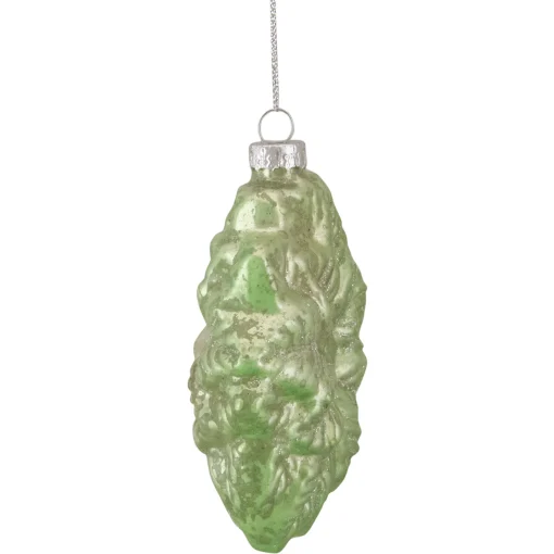 Northlight Garden & Floral>3.75" Green Glittered Poinsettia Flower Glass Christmas Ornament