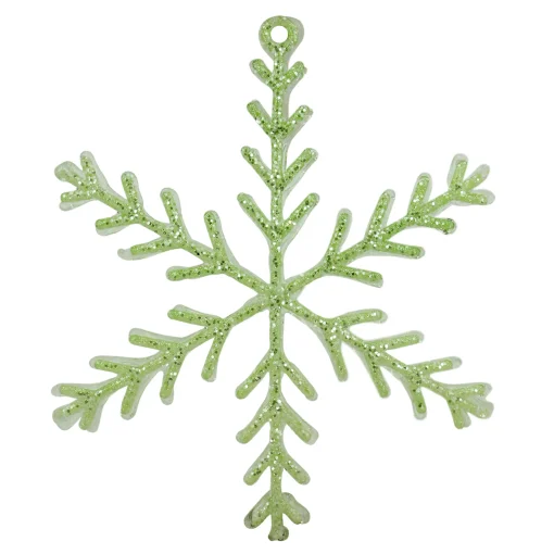 Allstate Snowflakes>10.5" Green Glittered Snowflake Christmas Ornament