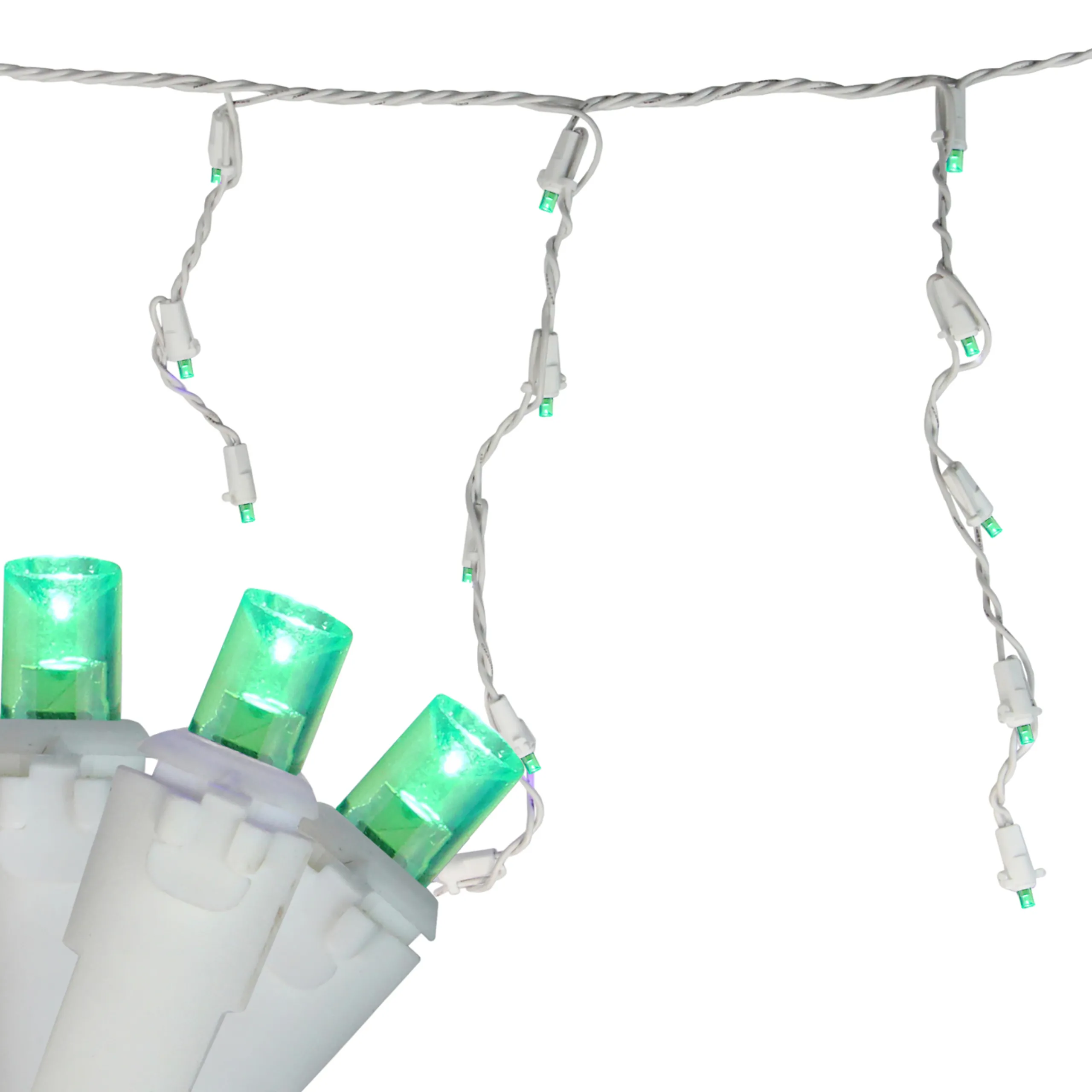 Brite Star 70 Green Led Wide Angle Icicle Christmas Lights - 5.25 Ft White Wire