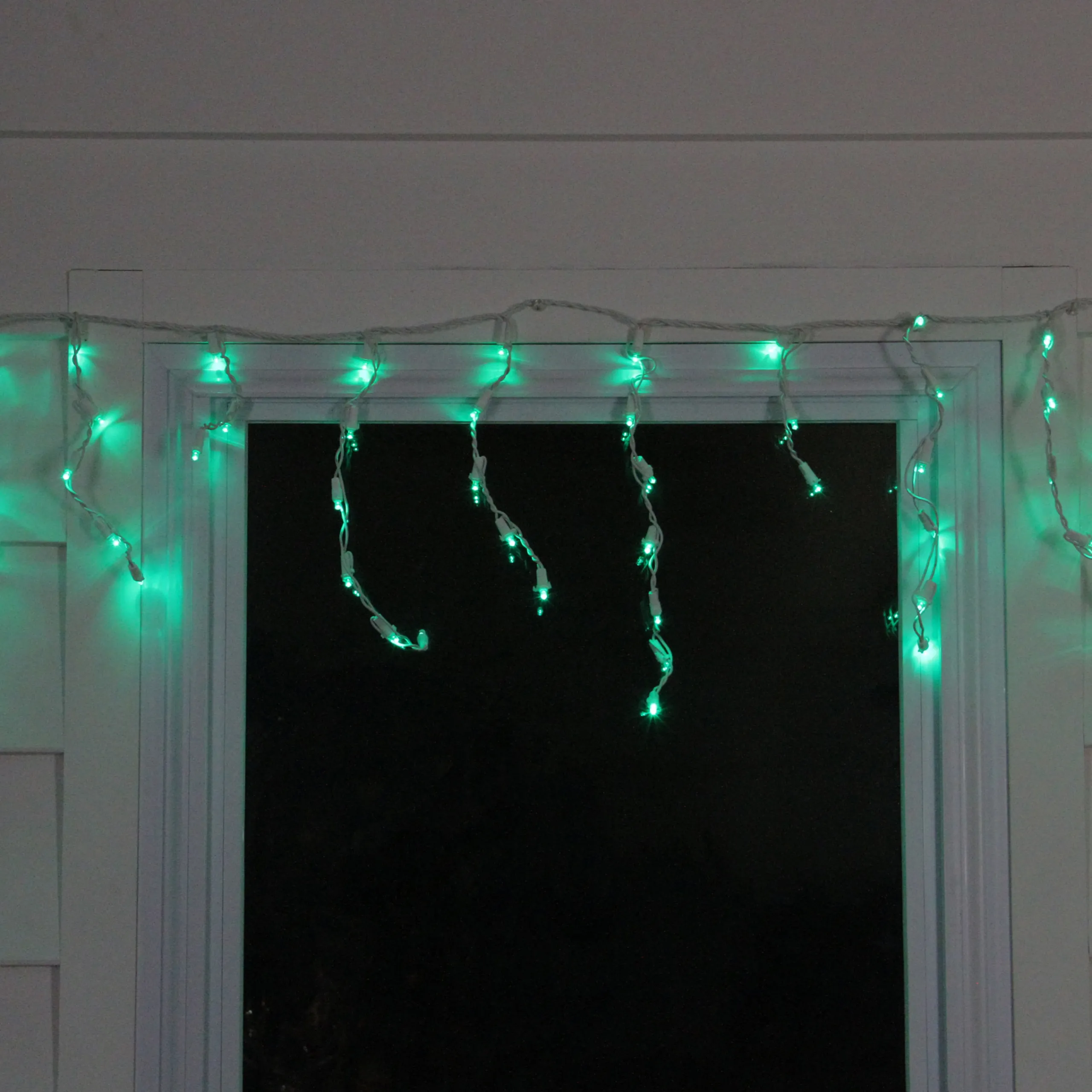 Brite Star 70 Green Led Wide Angle Icicle Christmas Lights - 5.25 Ft White Wire