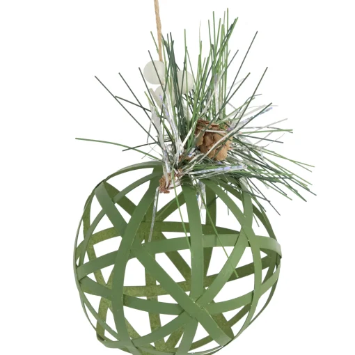 Northlight Balls>5" Green Rattan Style Christmas Ball Ornament With Pine Cone