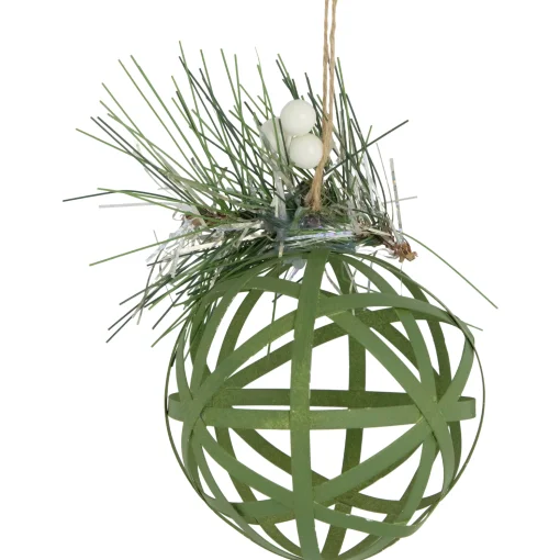 Northlight Balls>5" Green Rattan Style Christmas Ball Ornament With Pine Cone