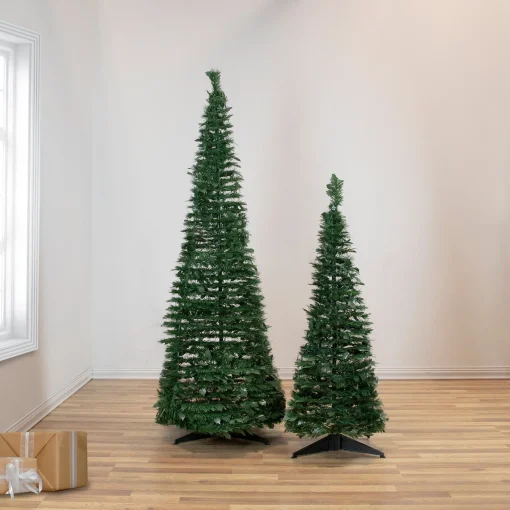 Northlight Pop Up Trees>4' Green Tinsel Pop-Up Artificial Christmas Tree, Unlit